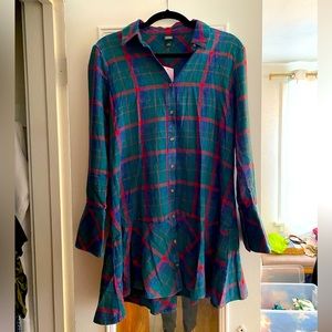NWT Green Plaid Wild Fable Shirtdress size small